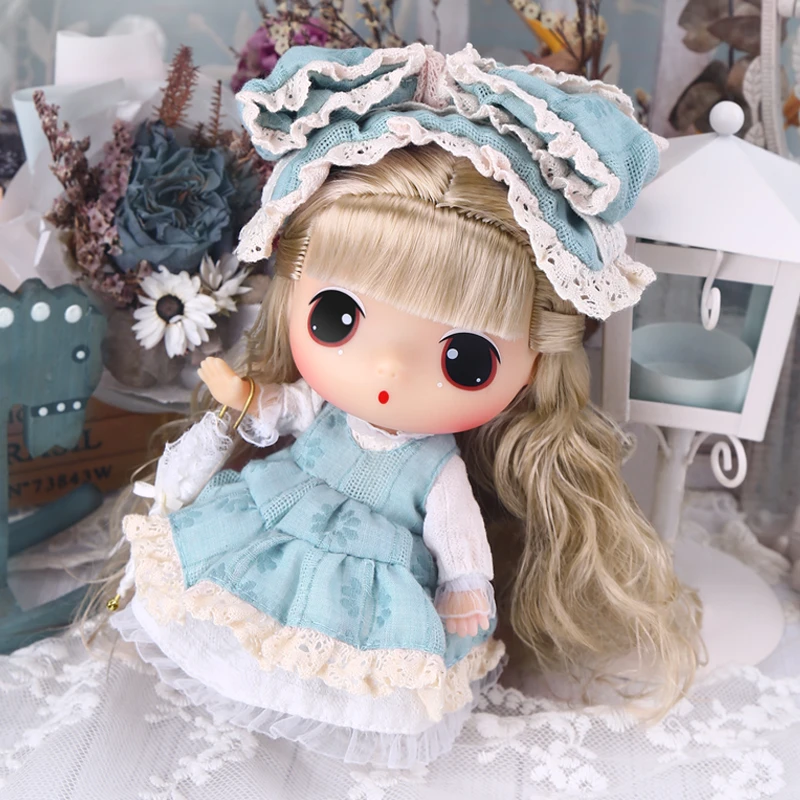 ddung冬己18cm复古蓝色纱裙娃娃 公主换装娃娃diy娃娃女孩礼物