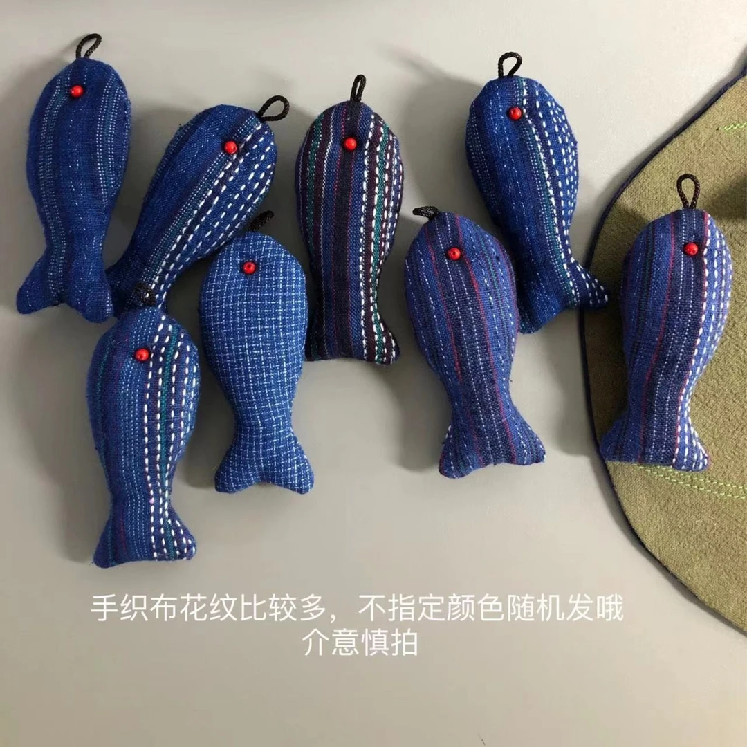 年年有鱼 吊坠 创意饰品 老土布/手织布/手工刺绣/布艺手作 彧红