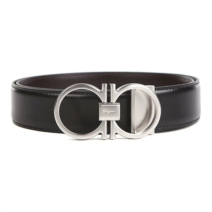全新未使用 FERRAGAMO/菲拉格慕 经典拉丝银扣牛皮腰带