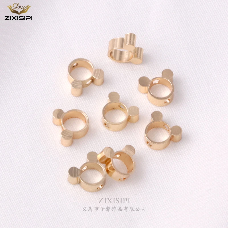 ZIXISIPI金色熊头套珠圈diy手工配件直孔穿珠套环/M0110