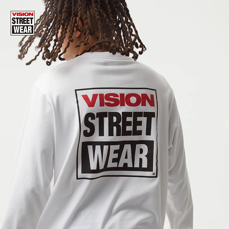 VISIONClassic街头潮流圆领长袖T恤男女户外印花宽松上衣舒适透气