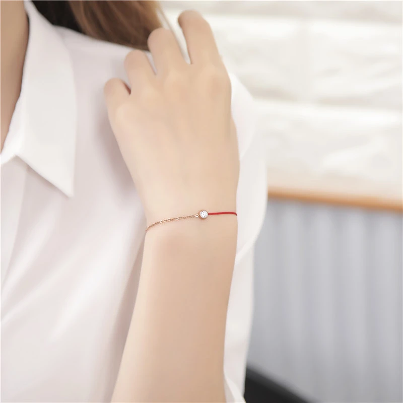 梓妍钛钢玻璃手链手链女红绳手链女钛钢韩版简约编织手绳小众设计