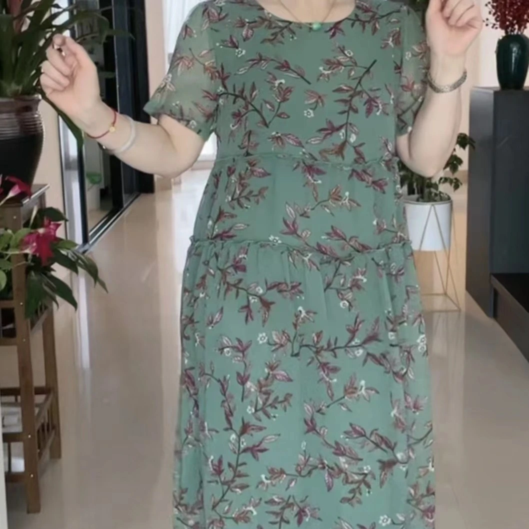 清唐姐优选妈妈装宽松气质显瘦遮肉2024夏中长连衣裙