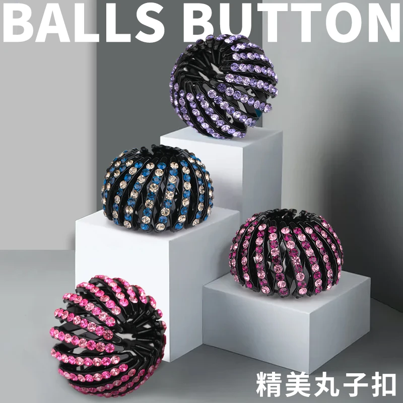 莘公主水钻发夹鸟巢丸子头头扣花苞妈妈发卡优雅气质百搭1