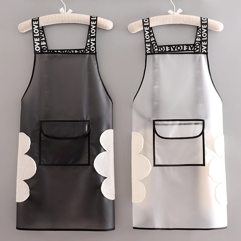 防水防油水产围裙女洗车TPU透明围腰男工作上班成人厨房家用做饭