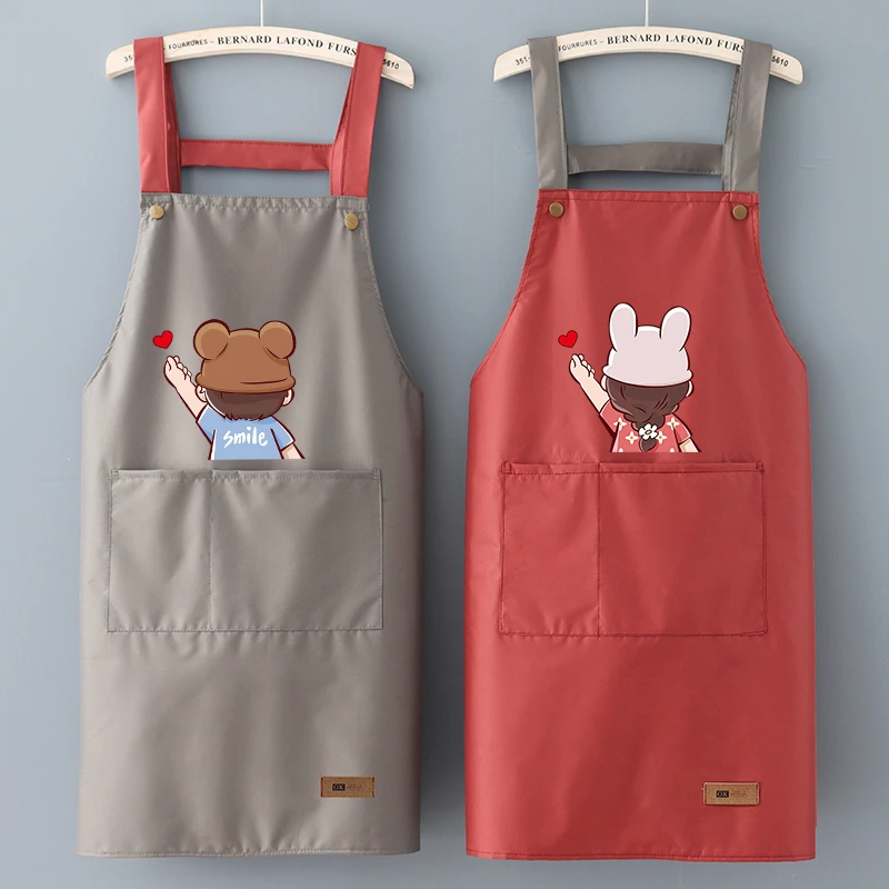 时尚防水新款围裙女高档可爱上班工作服情侣男围腰定制日系印logo