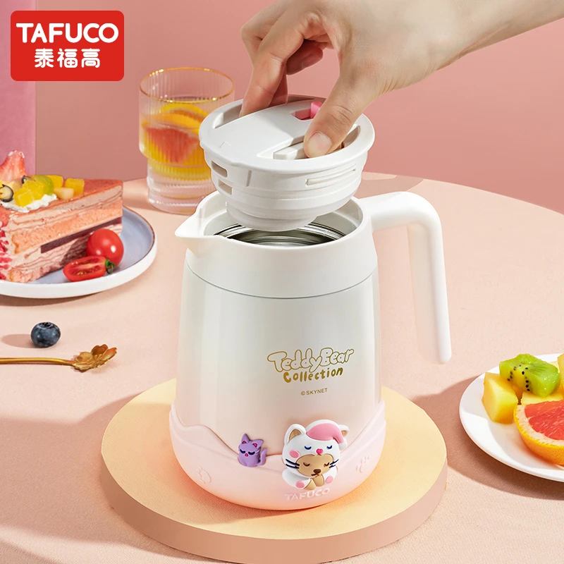 TAFUCO/泰福高日本泰福高304不锈钢猫咪保温壶迷你家用热水壶小型
