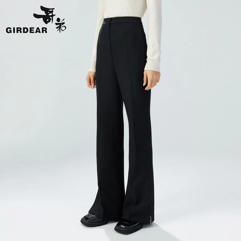 GIRDEAR哥弟24K年新款百搭高腰时尚微喇正装西装西裤1100234