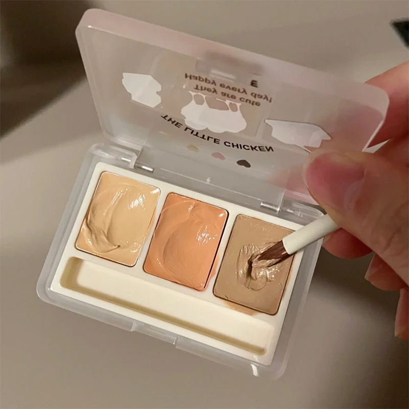 花洛莉亚三色遮瑕盘膏橘色遮盖斑点脸部泪沟黑眼圈花落利亚高光膏