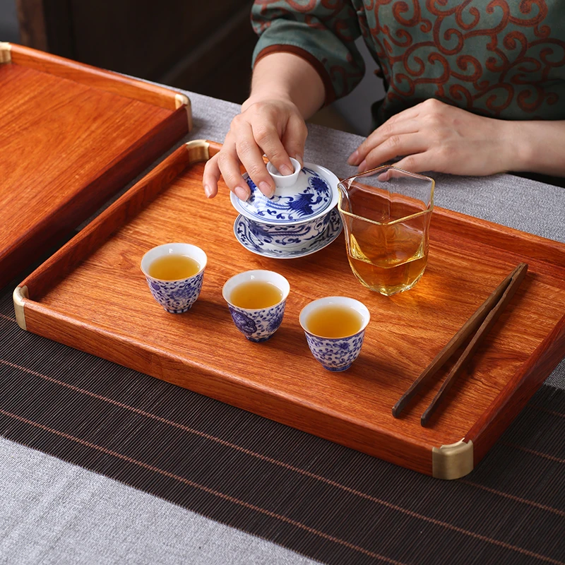 天然花梨木茶盘小型家用托盘实木干泡台复古风中式现代轻奢茶具