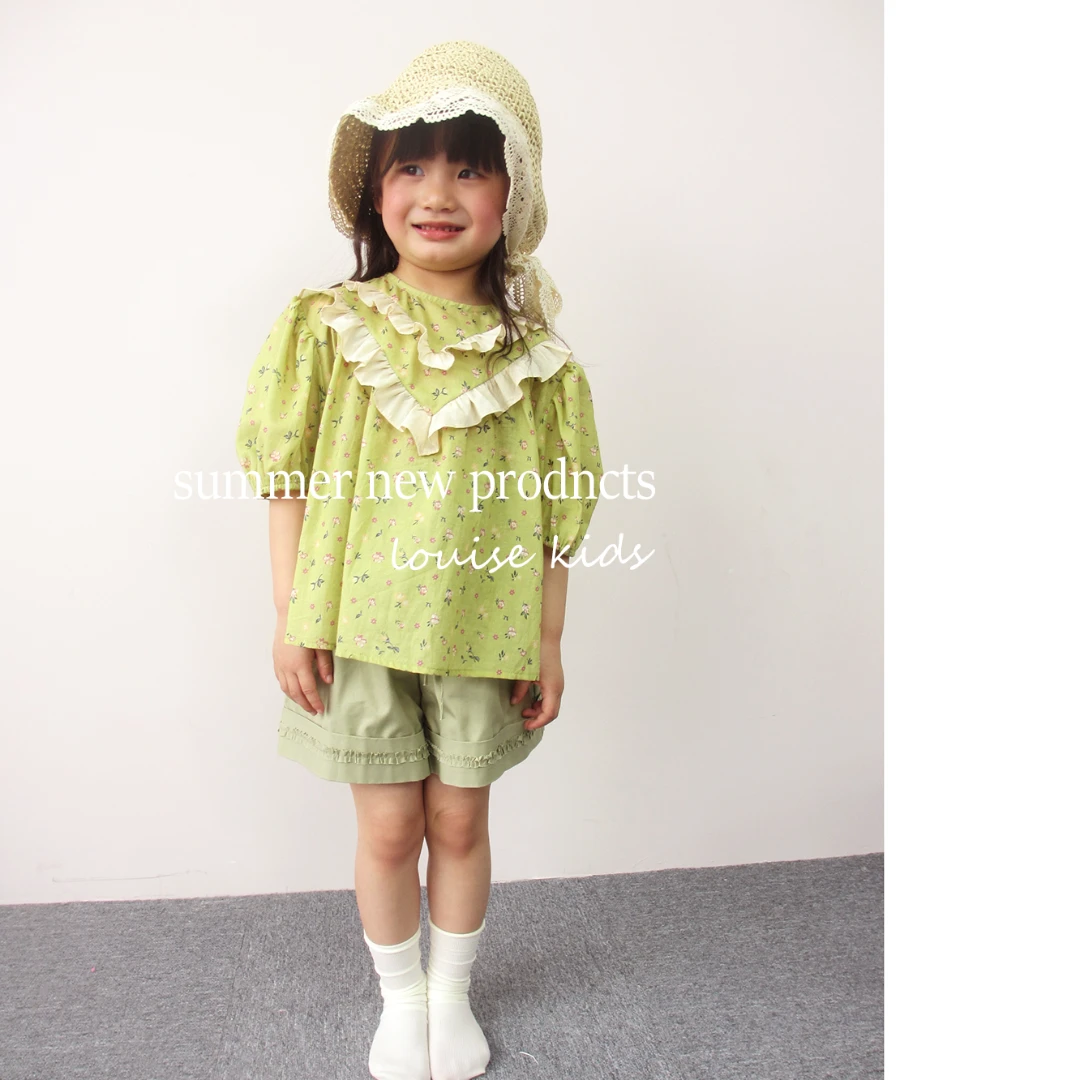 断码不补单【套装莫卡乡村】 碎花上衣和卡其短裤女童田园风套装