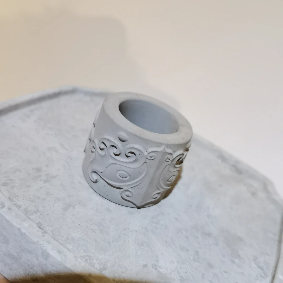 [不二金砖]饕餮纹扳指盖置，盖碗，紫砂壶盖，明砖雕刻做工