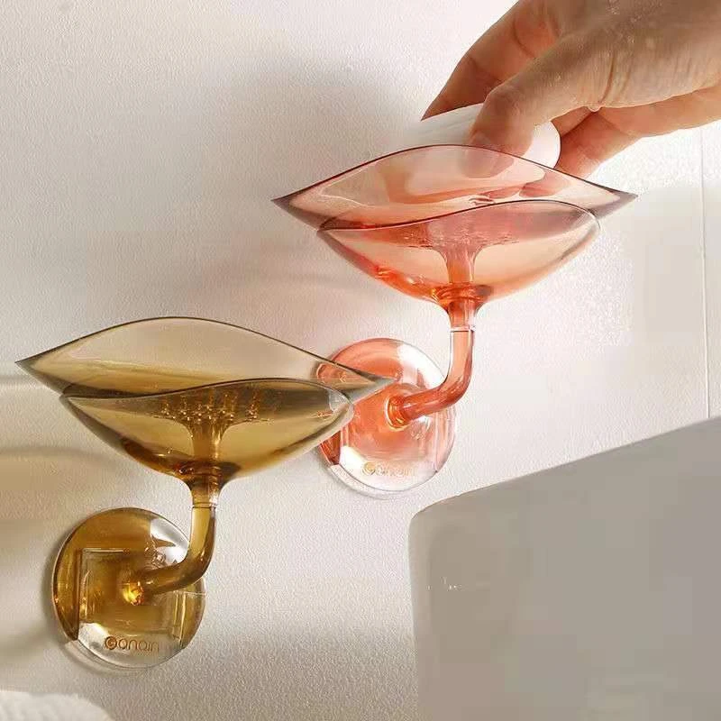 创意花瓣肥皂盒挂壁吸盘香皂盒子沥水卫生间无痕免打孔香皂置物架