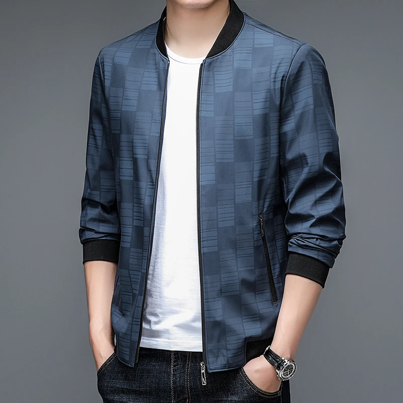 韩版春季男士上衣男装夹克衫休闲薄款外套棒球领棒球领春秋时尚