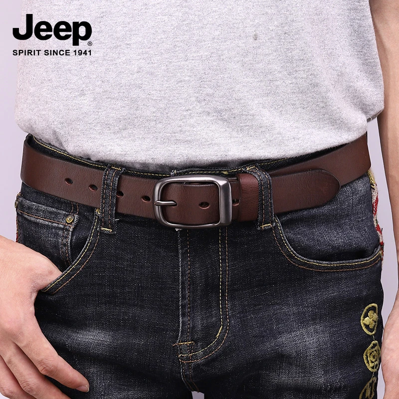 JEEP SPIRIT吉普皮带男士意大利头层牛皮带男针扣真皮休闲裤腰带
