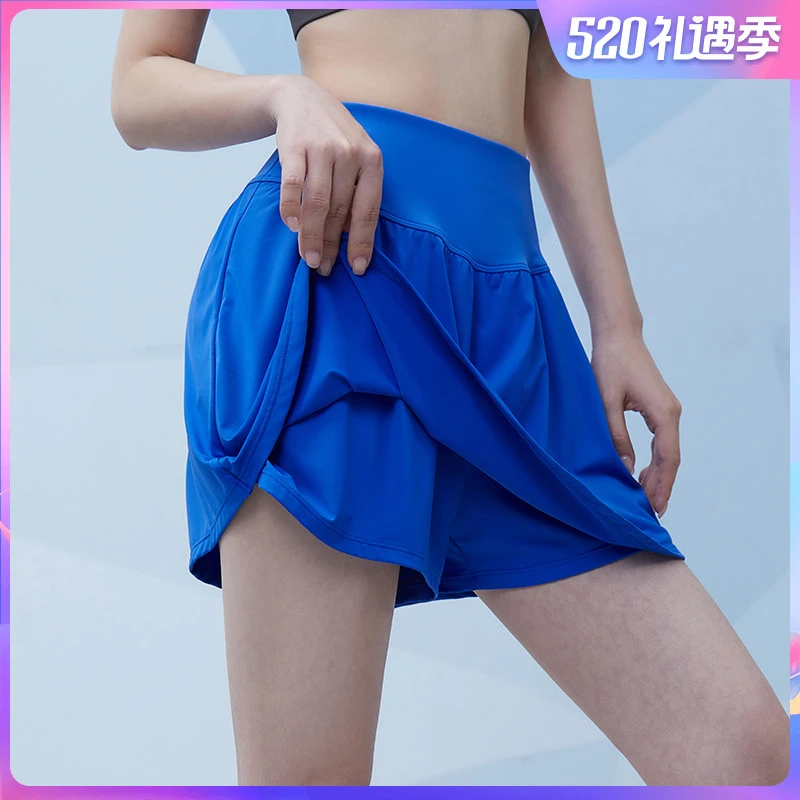 假两件防走光运动短裤女宽松高腰瑜伽裤夏季晨跑步训练速干健身裤