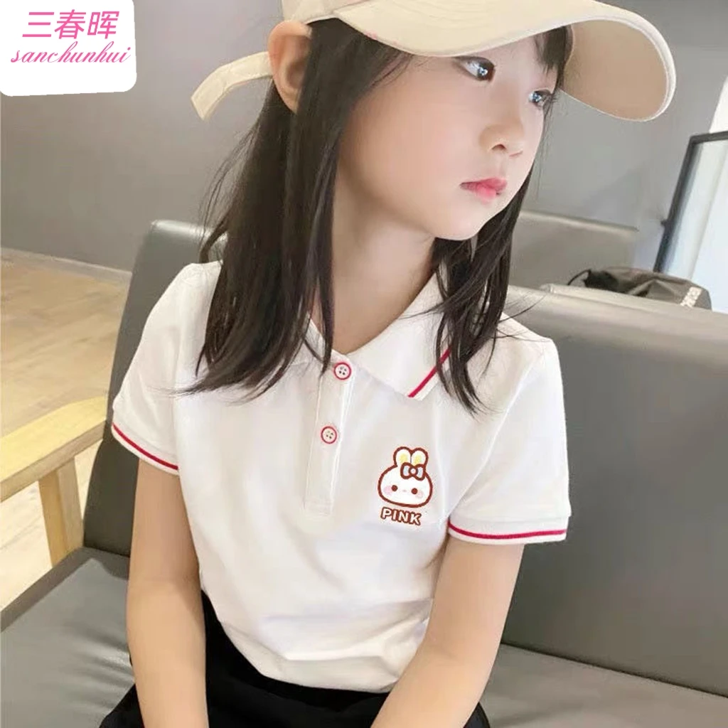 女童上衣宝宝短袖T恤幼儿园衣服2023夏装新款小学生儿童polo衫