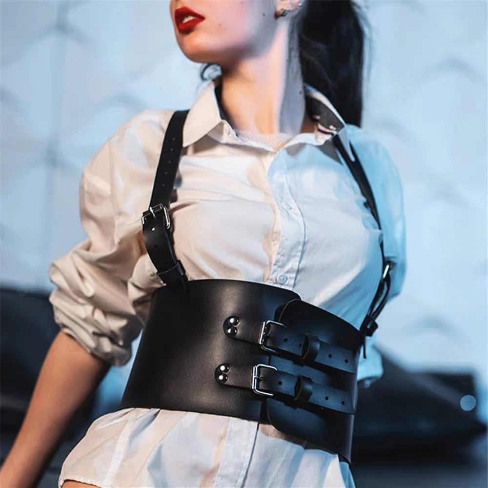 腰封皮带 新潮女款女星演出皮带配饰 皮革胸带肩膀带 美宽腹部带
