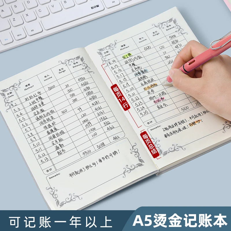 A5记账本手账明细账每日流水家庭店铺收入支出流水理财现金日记本