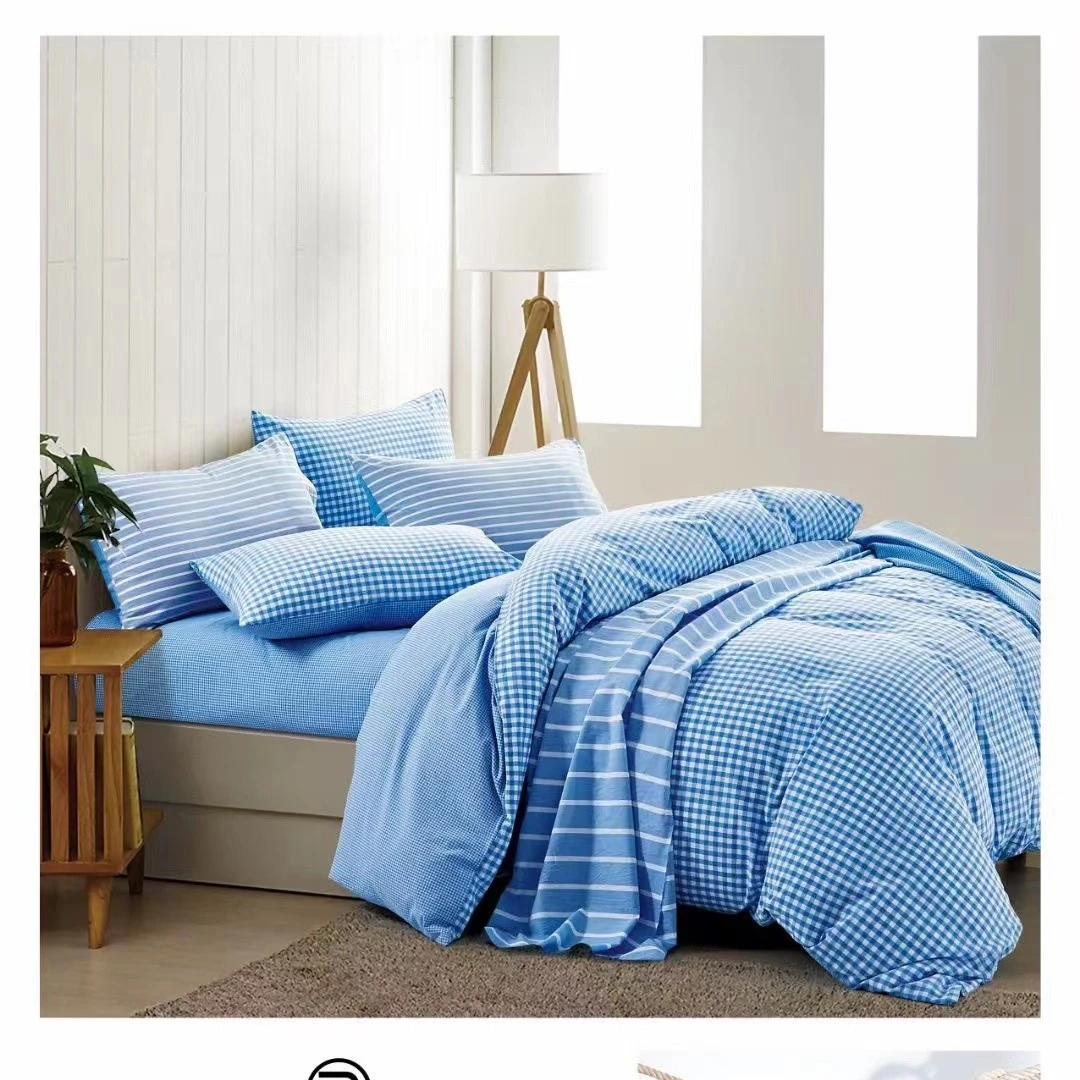 色织水洗棉小格面料一经裁剪不支持7天无理由退换亲肤生态天蓝