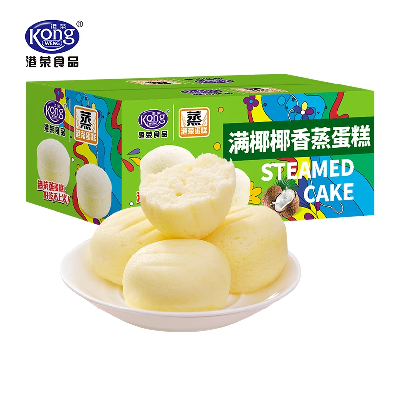 港荣蒸蛋糕椰香味480g营养开袋食用办公早餐代餐零食蒸工艺绵密