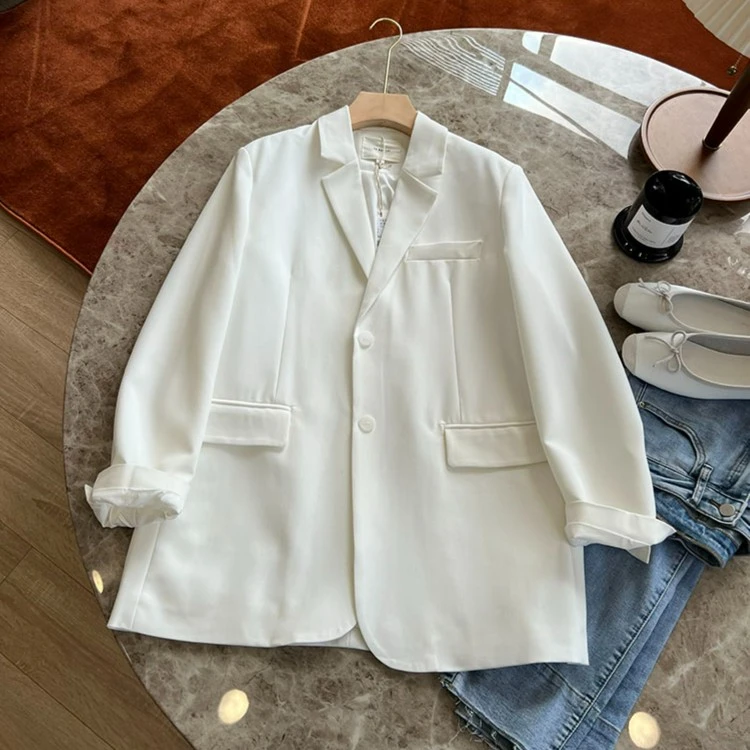 质感白色西装外套 休闲西服 211041