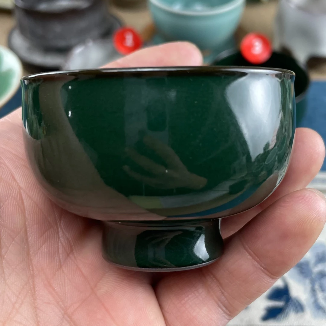 周昌贵龙泉铁胎哥窑青瓷墨玉主人杯紫袍玉带品茗杯纯手工茶盏