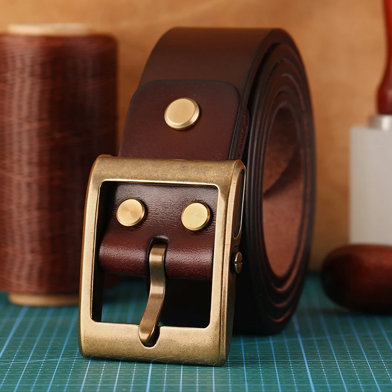 加厚牛皮特厚头层牛皮纯牛皮腰带牛仔裤皮带真皮工装裤腰带黄铜扣