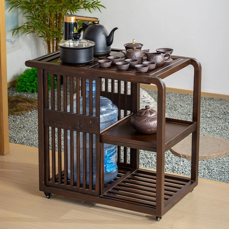 可移动家用茶水车放电器烧水泡茶柜茶水柜带轮简约茶边柜茶几茶具