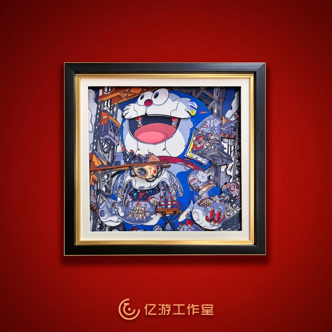 哆啦A梦系列 机器猫3D立体手工艺画卡通动漫周边客厅玄关挂画壁画
