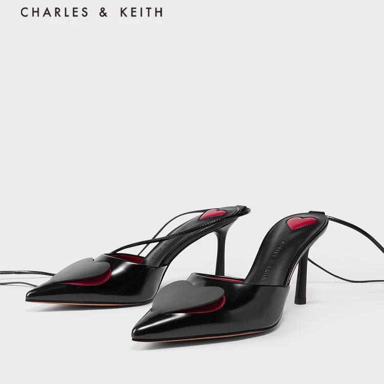 CHARLES&KEITH浅口高跟鞋绑带尖头凉鞋包头细跟女鞋CK1-60361387