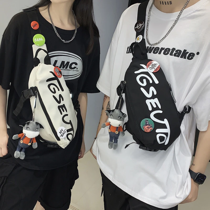 胸包男士ins潮牌运动大学生单肩背包休闲男生时尚腰包包女斜挎包