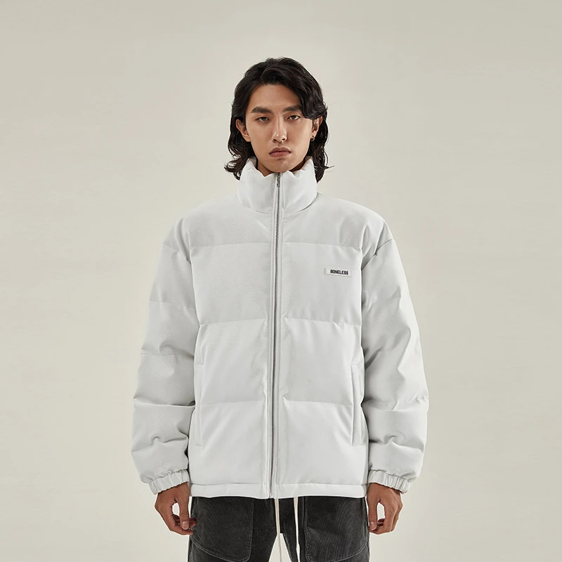 BONELESS 2021AW 绒感仿小鳄鱼皮加厚棉服男美式潮休闲男外套男士