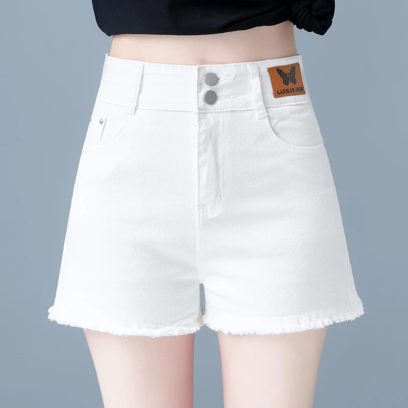 白色牛仔短裤女夏季2025年新款小个子毛边时尚休闲裤百搭直筒热裤