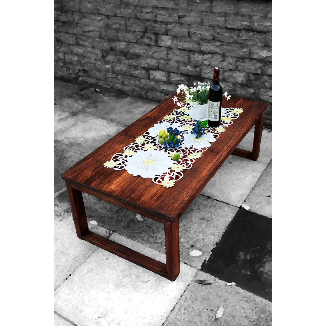 茶几布艺桌布茶几垫桌旗餐桌可以用刺绣布艺 手工镂空茶几中心旗