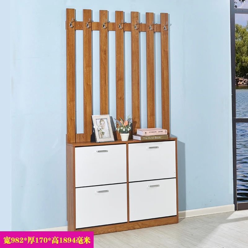 S/顺心超薄鞋柜17cm简约门口鞋柜带衣架进门衣帽柜挂衣架鞋柜组合