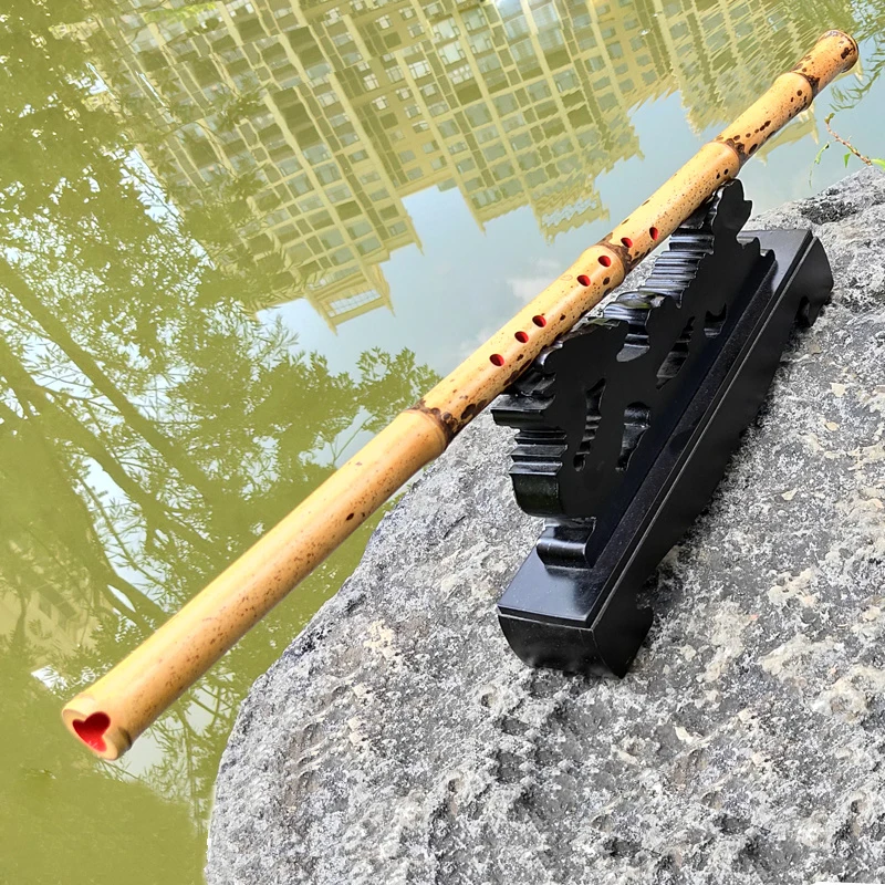 欧特海虎皮斑竹洞箫老料高档湘妃竹南箫专业演奏GF调六八孔萧乐器