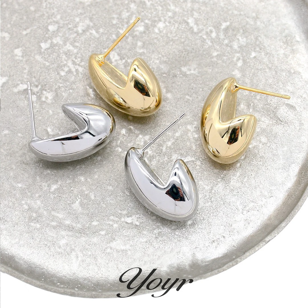YOYR 铜合金耳饰 【小芊花专属】小扁豆耳钉 极简百搭时尚气质耳环