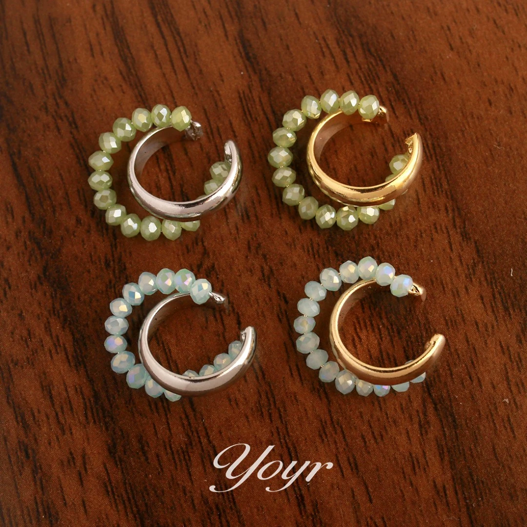 YOYR 钛钢耳饰 晶状树脂耳夹 小众设计无耳洞耳骨夹