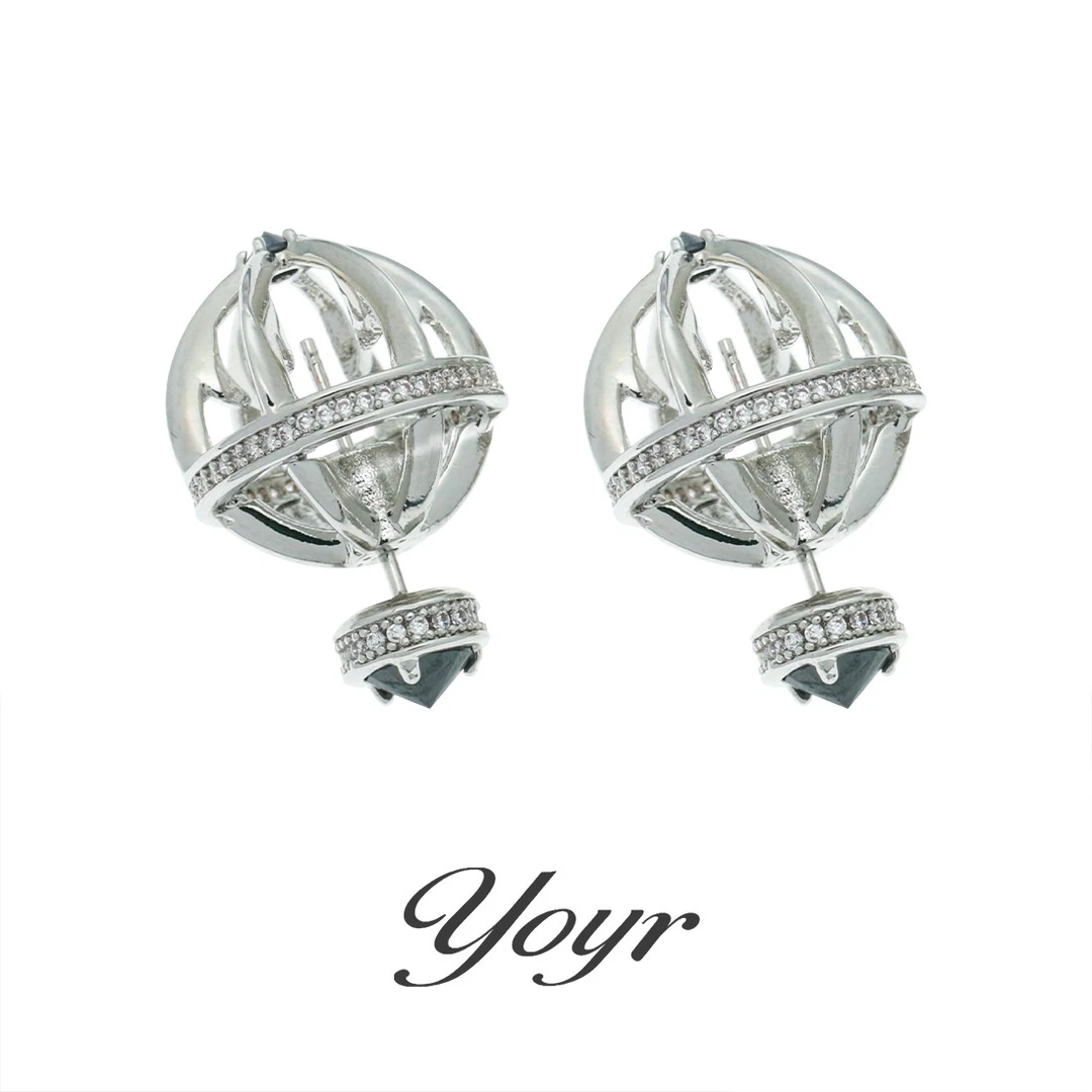 YOYR 铜合金合成锆石耳饰 权杖耳钉 小众新奇权杖样式气质耳钉