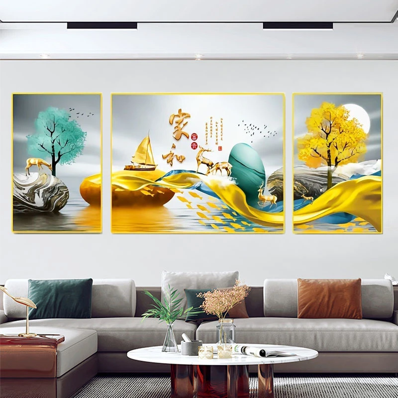 手工铝合金【家和】晶瓷镶钻客厅沙发背景墙立体装饰画简约平面