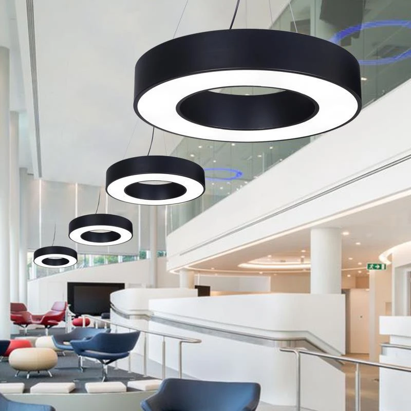 简约现代led吊灯空心圆形办公室工作室前台收银台书房工程造型灯