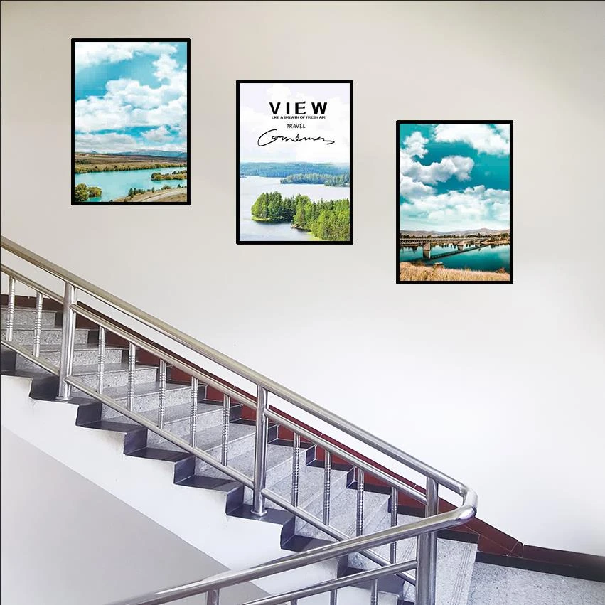 【风景画】三联画楼梯走廊过道客厅沙发装饰画铝合金框晶瓷画挂画