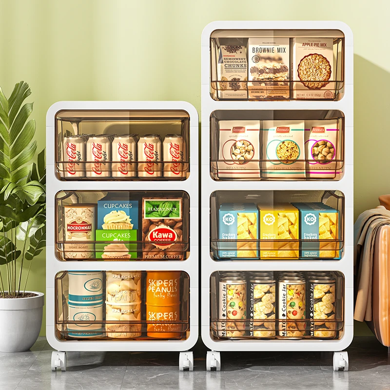 家用大容量储物柜抽屉式收纳柜透明落地带轮置物柜卧室分层收纳柜