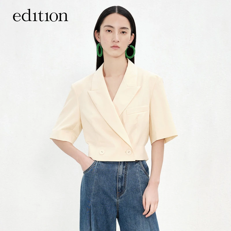 edition短款西装外套夏新款时尚设计感短袖女绅士西装#EBB2BLA012
