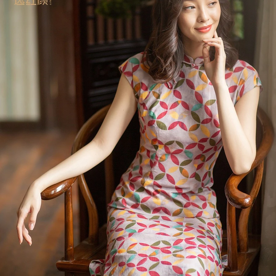 逸红颜 又菱 春秋新款复古旗袍改良版连衣裙女显瘦日常可穿气质