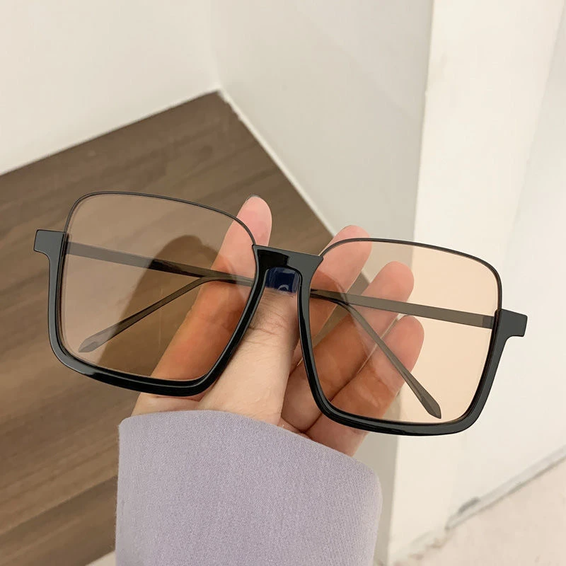 超大框方形太阳镜男茶色墨镜女感i街拍半框眼镜防紫外线复古 个性