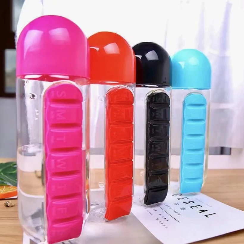 【跳跳】创意水杯七日便携药盒杯大容量户外多功能水杯 水壶家用