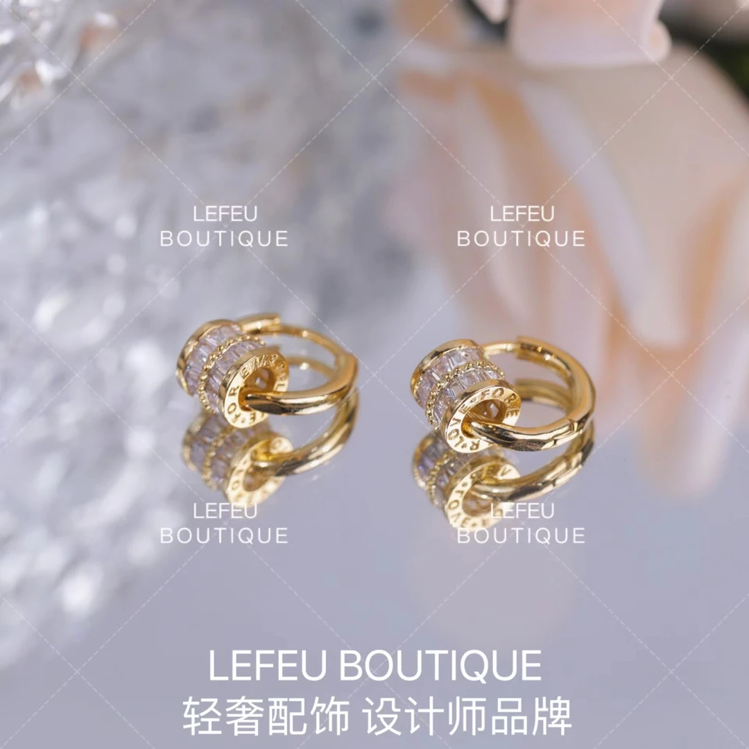 LEFEU BOUTIQUE 铜合金耳饰 品牌高定微镶小蛮腰耳环RH0297#
