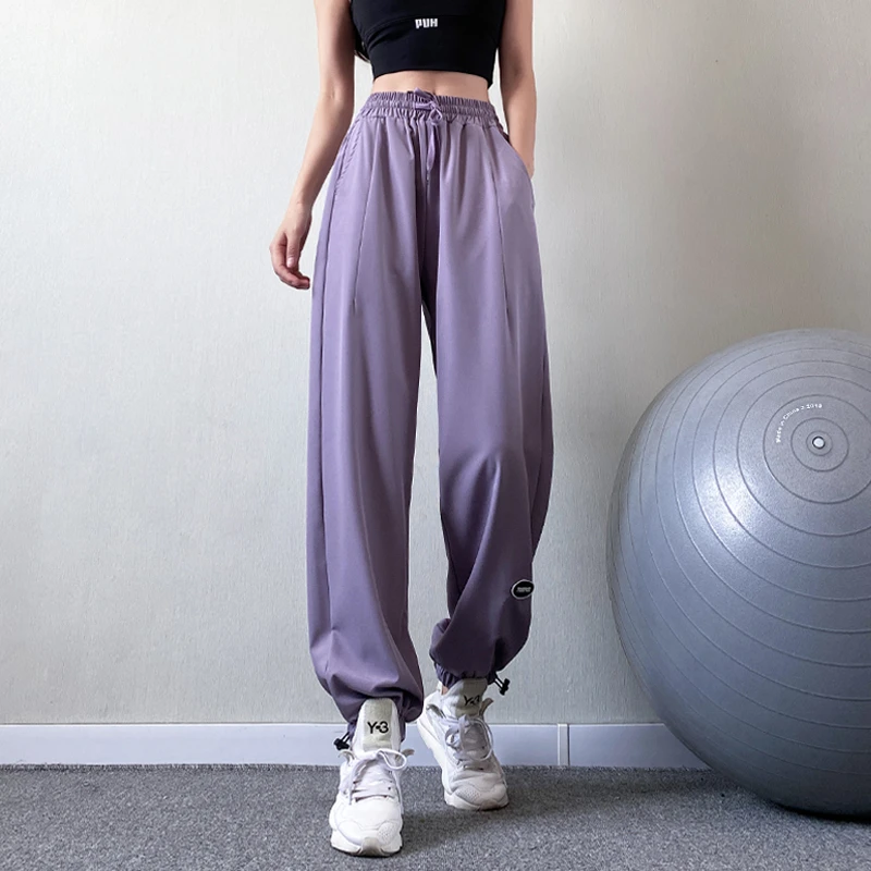 岚纹宽松运动裤束脚秋冬新款显瘦跑步速干瑜伽健身长裤高腰女潮